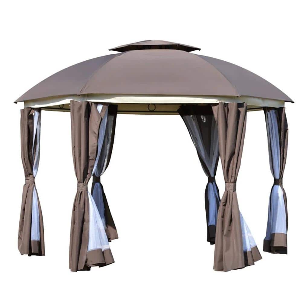 12 ft. x 12 ft. Brown Metal Double-Tier Roof Party Gazebo price history on PriceWatchPro