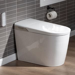 Toscano Intelligent Comfort Height 1-Piece 1.0 GPF /1.6 GPF Dual Flush Elongated Toilet in White, Seat Included