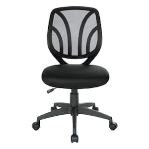 Black Mesh Screen Back Armless Task Chair with Dual Wheel Carpet Casters
