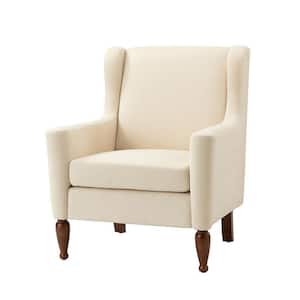Arwid Ivory Armchair with Solid Wood Legs