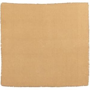 40 in. x 40 in. Tan Solid Fringed Cotton Burlap Table Topper