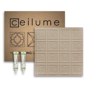 Lafayette 2 ft. x 2 ft. Glue Up Vinyl Ceiling Tile and Backsplash Kit in Latte (21 sq. ft./case)