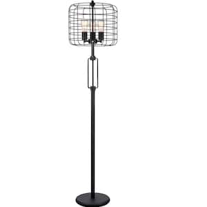 65 in. H Black Industrial Wire Cage Floor Lamp with Edison Bulb (1-Pieces/CNT)(4.88/24.68)
