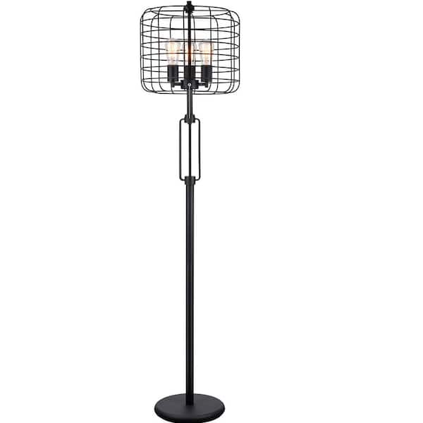 Etokfoks 65 in. H Black Industrial Wire Cage Floor Lamp with Edison Bulb (1-Pieces/CNT)(4.88/24.68)