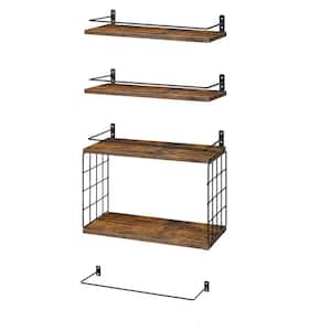 14.7 in. W x 8.9 in. D Rustic Brown Floating Shelves, Decorative Wall Shelf, Bathroom Shelves Over Toilet(Set of 5)