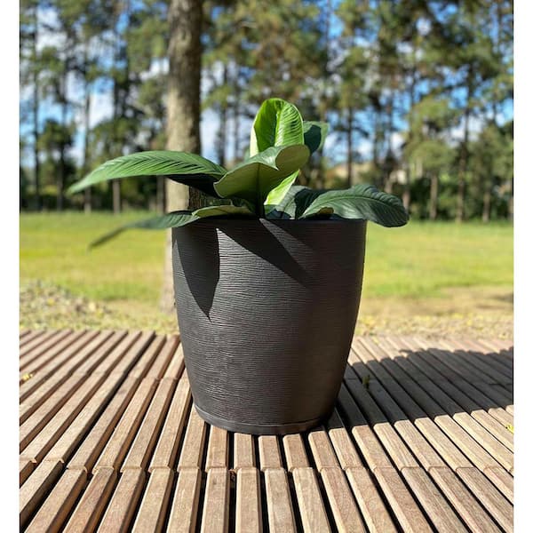 Amsterdan Large Black Plastic Resin Indoor and Outdoor Planter Bowl
