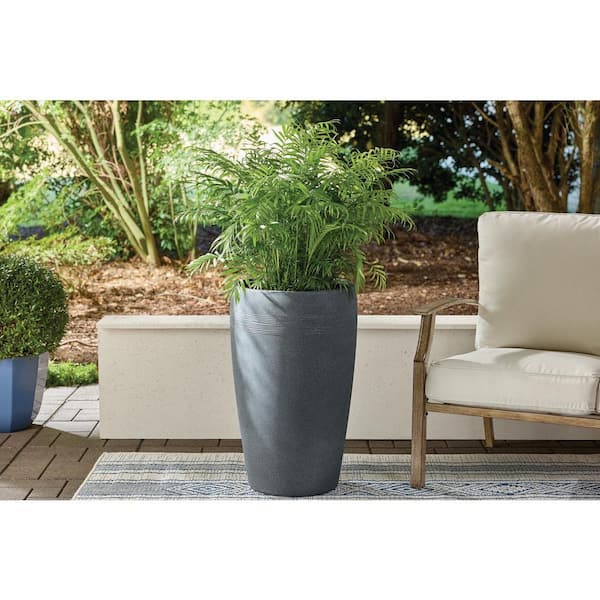 17 in. Remy Gray Indoor/Outdoor Resin Decorative Plant Pot (17 in. D x 28 in. H)