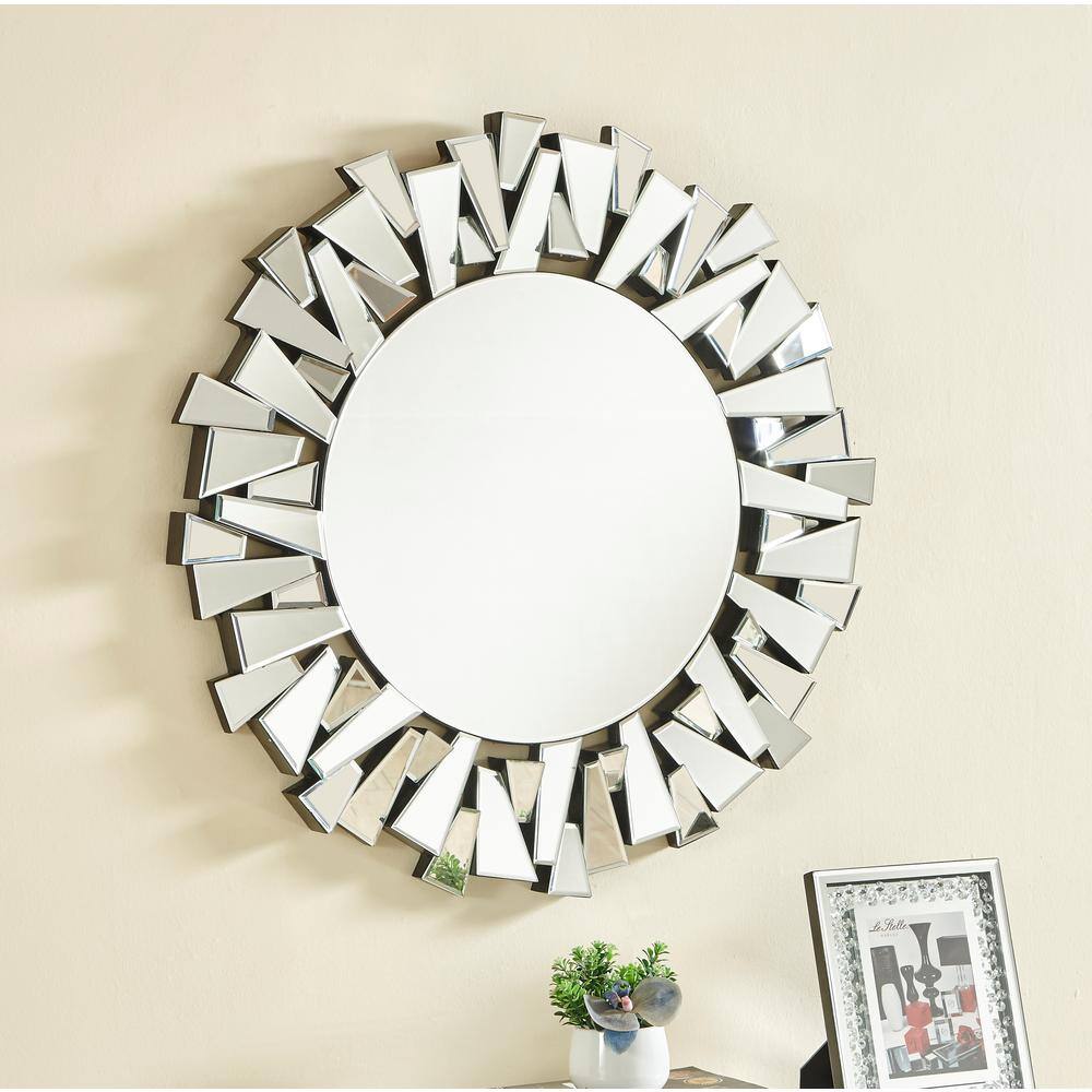 Elegant Sparkle 39.5" Glam Round Clear Glass Mirror