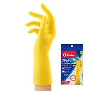 Yellow Rubber Latex Kitchen & Household Cleaning Gloves Sz Large 5 Pairs 