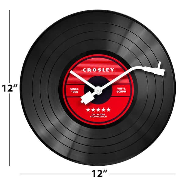 Crosley Analog 12 in. Record Wall Clock with Quartz Accuracy