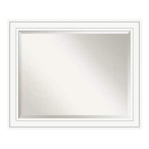 Craftsman White 33 in. x 27 in. Beveled Rectangle Wood Framed Bathroom Wall Mirror in White