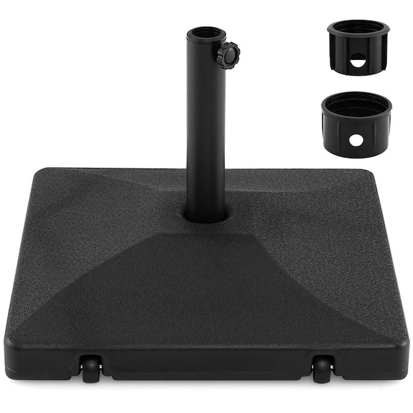 Fillable Patio Umbrella Base 90 lbs. Heavy Duty with 2 Wheels, Water/Sand Filled in Black