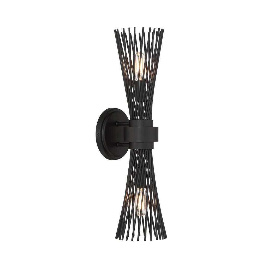 Matte Black 2-Light Dimmable Wall Sconce