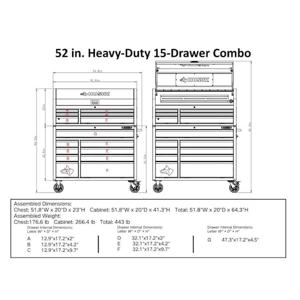 Husky Tool Storage 52 in. W x 20 in. D Heavy Duty Rolling Tool