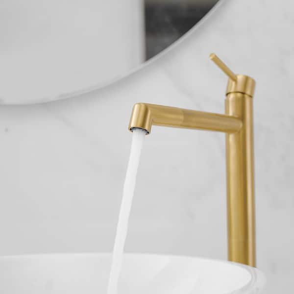 Single Handle Vessel Sink Faucet in Brushed Gold