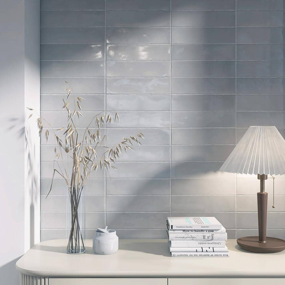 Light Gray Polished Ceramic Subway Wall Tile 3x12