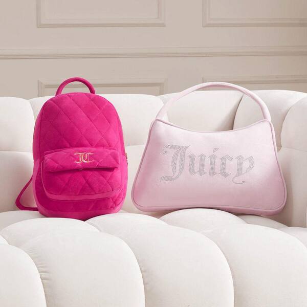 Juicy Couture キルティングバック型クッション JUICY COUTURE Quilted Backpack Hot Pink Solid Polyester 12 in. x