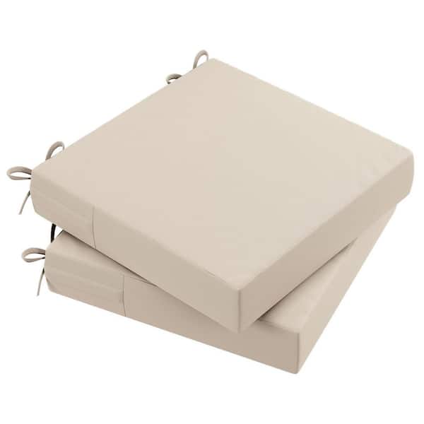 Unbranded 21 in. x 21 in. x 4 in. Outdoor Square Dining Chair Seat Cushion for Patio Furniture, Beige (2-Pack)