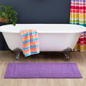 Cotton Reversible Fiesta Grape 27 in. x 45 in. Purple Cotton Machine Washable Bath Mat