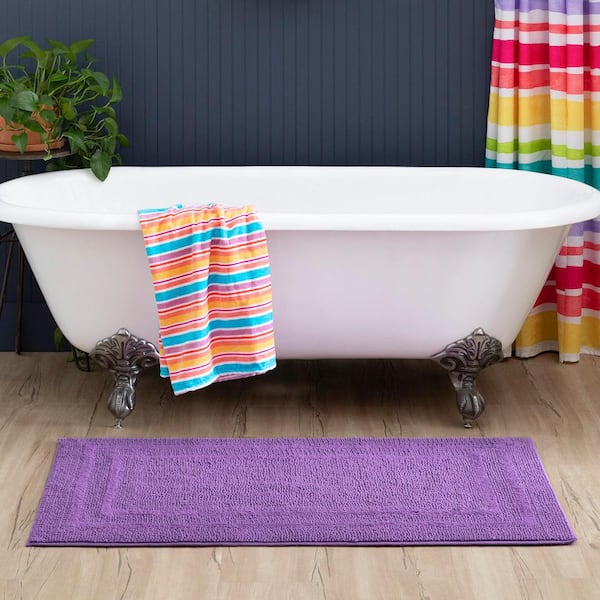Cotton Reversible Fiesta Grape 27 in. x 45 in. Purple Cotton Machine Washable Bath Mat