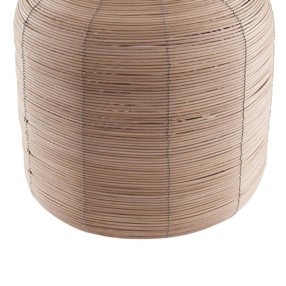 Oversized Natural Rattan Table Lamp with White Drum Shade