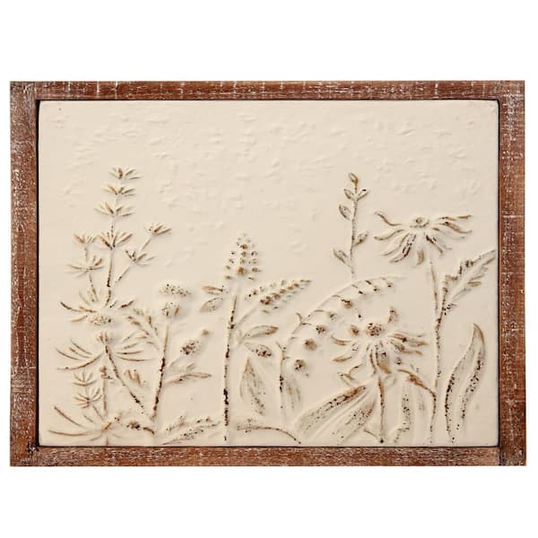 19.75x 19.75" Framed Metal Wild Flower Plaque