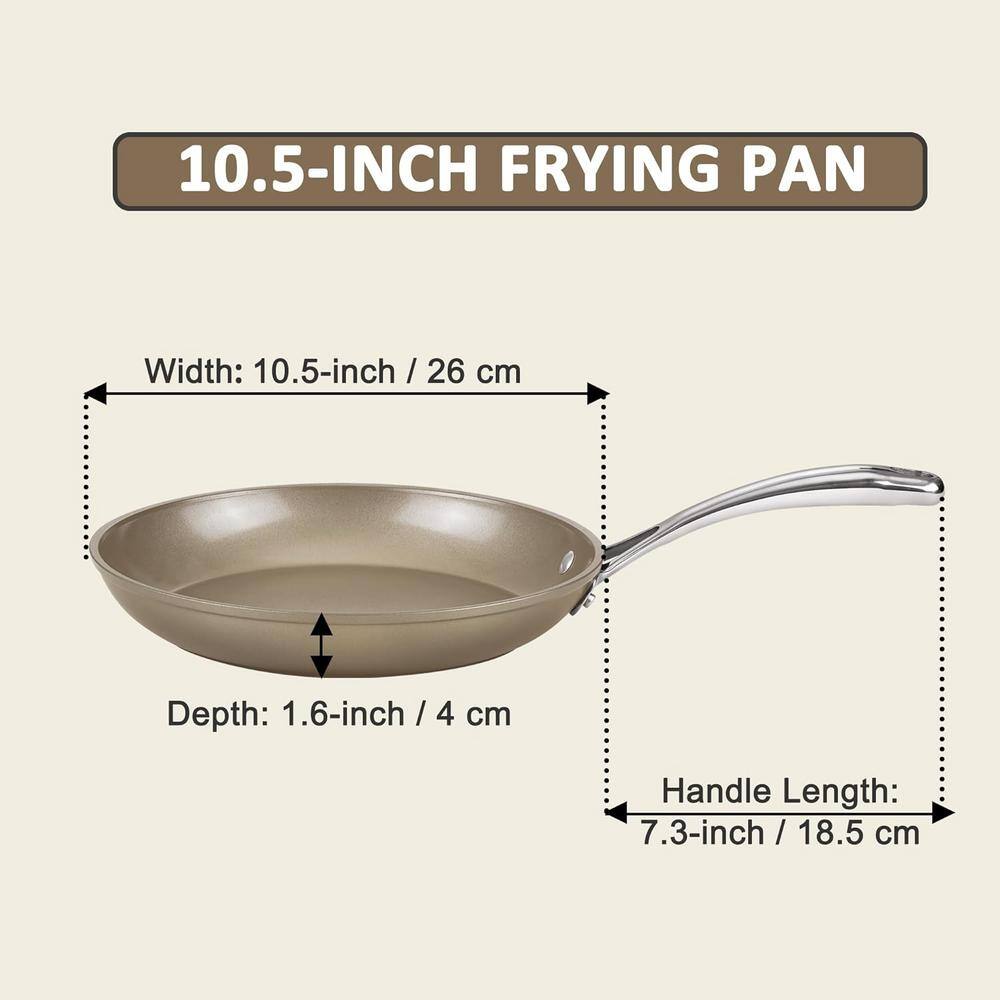 10.5-Inch Bronze Aluminum Ceramic Nonstick Frying Pan