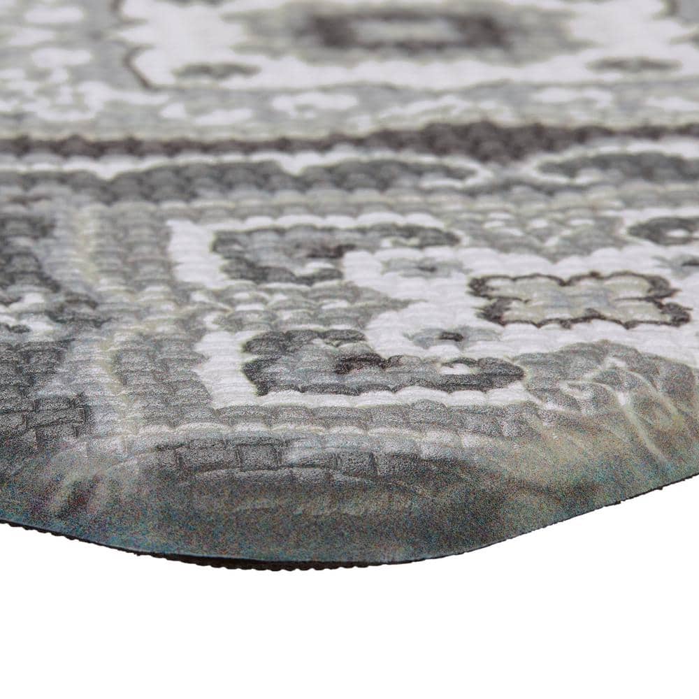 Gray Medallion Design Anti-Fatigue Kitchen Mat