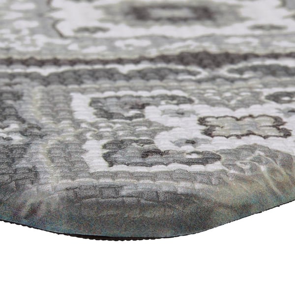 Gray Medallion 17.5 in. x 48 in. Anti-Fatigue Wellness Mat