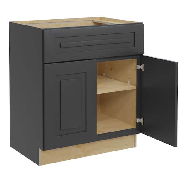 Home Decorators Collection Grayson 30 in. W x 21 in. D x 34.5 in. H Assembled Plywood Base Bath Cabinet in Deep Onyx with Soft Close