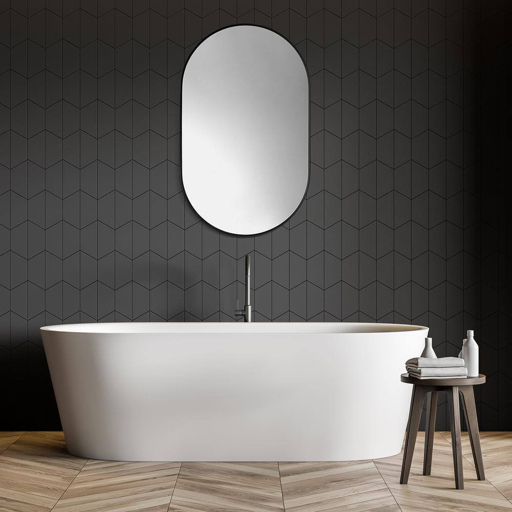Ispra 36" Oval Matt Black Aluminum Bathroom Mirror