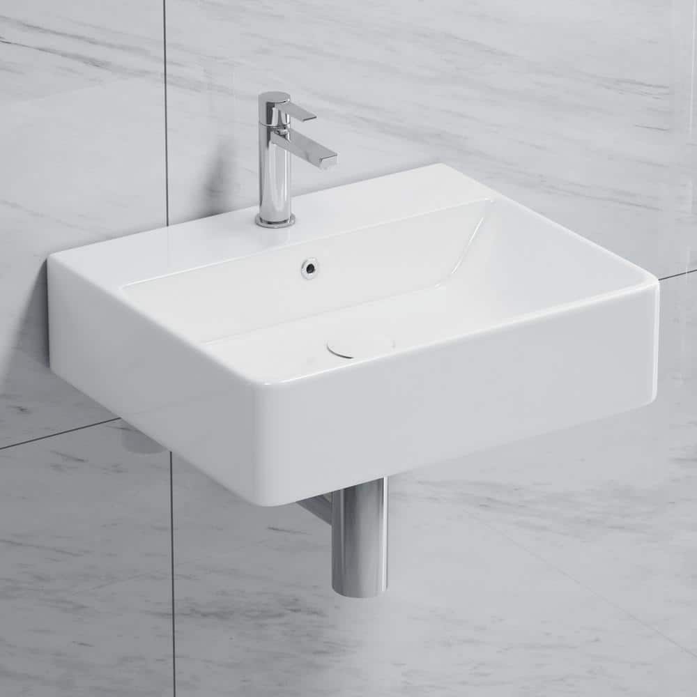 Turner 20" White Ceramic Rectangular Wall-Mount Bathroom Sink