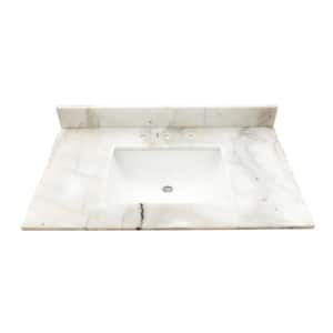 Arabesque Carrara 15.13 in. W x 20.38 in. D Engineered Marble Vanity Top in. White with White Rectangular Single Sink
