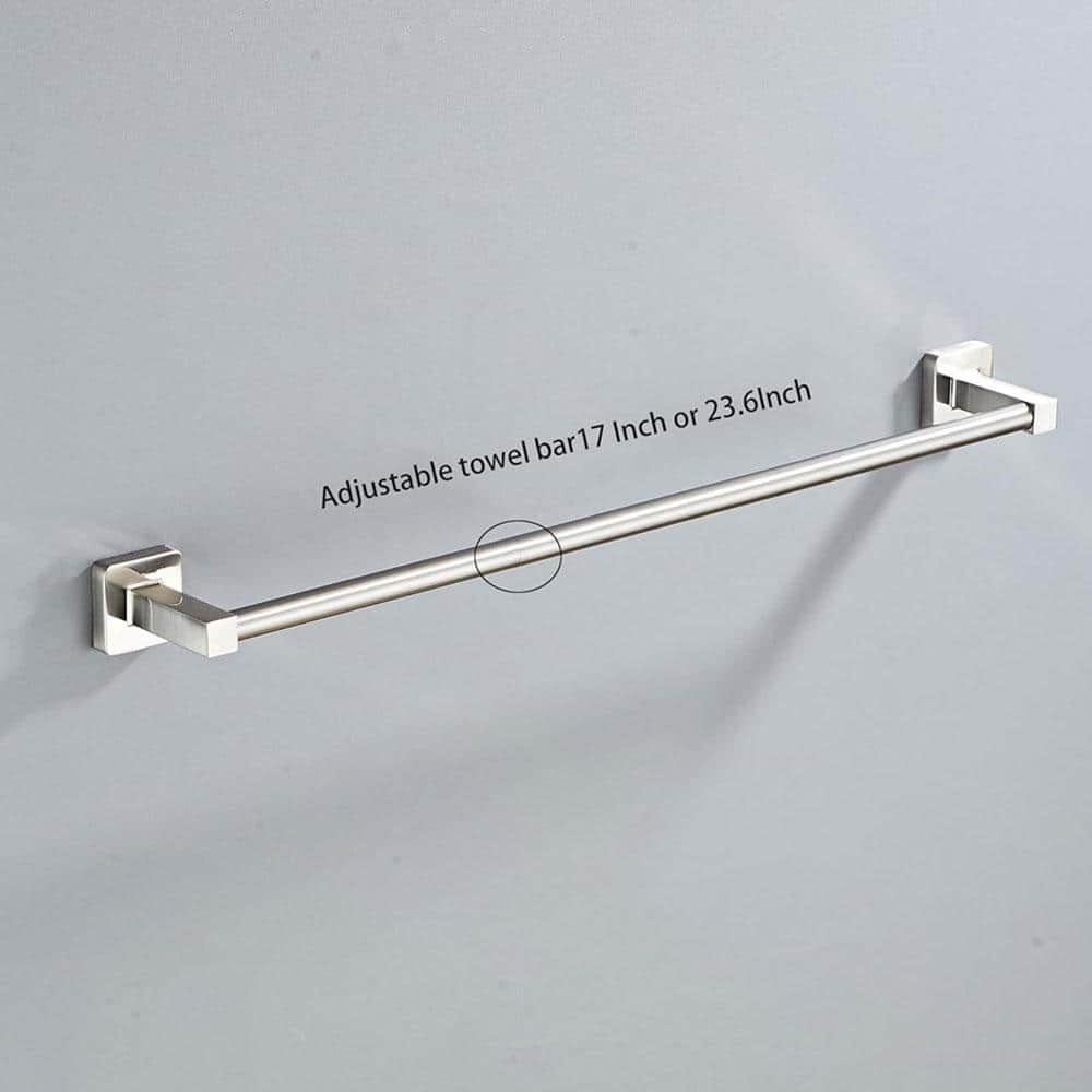 Brushed Nickel 4-Piece Bathroom Hardware Set with Towel Bar