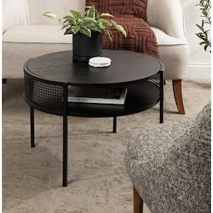 Urso 26 in. Black Round Solid Wood Coffee Table