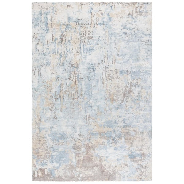 Mirage 6 ft. x 9 ft. Blue/Taupe Distressed Marble Area Rug