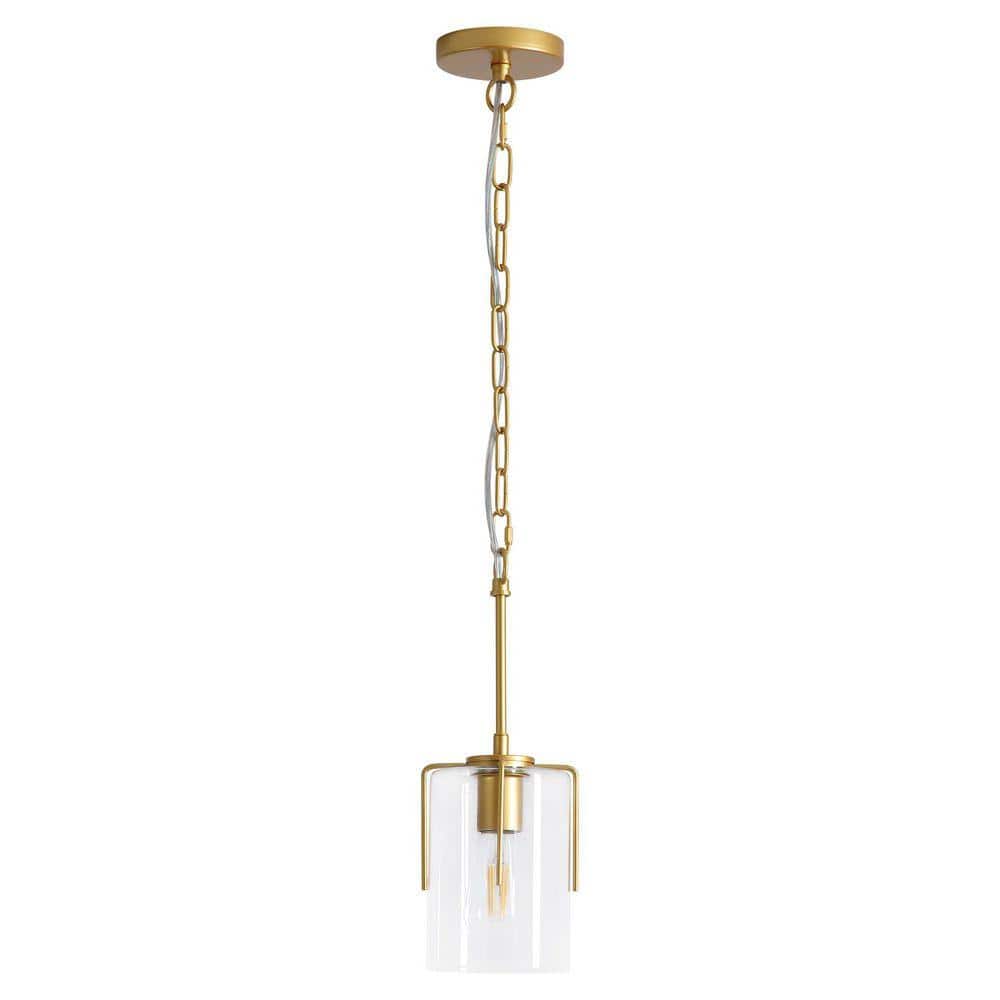 60 -Watt 1 Light Gold Adjustable Metal Pendant Light with Clear Glass Shade , No Bulbs Included price history on PriceWatchPro