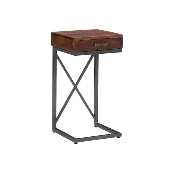 Powell Company Carina 12 in. x 23.5 in. Black Square Wood End Table with Drawer