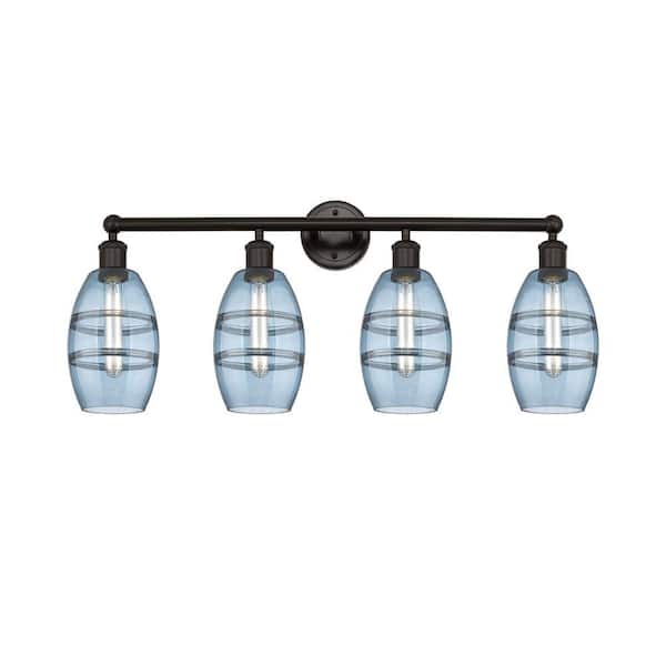Vaz 32.88 in. 4-Light Oil Rubbed Bronze Vanity Light with Glass Shade