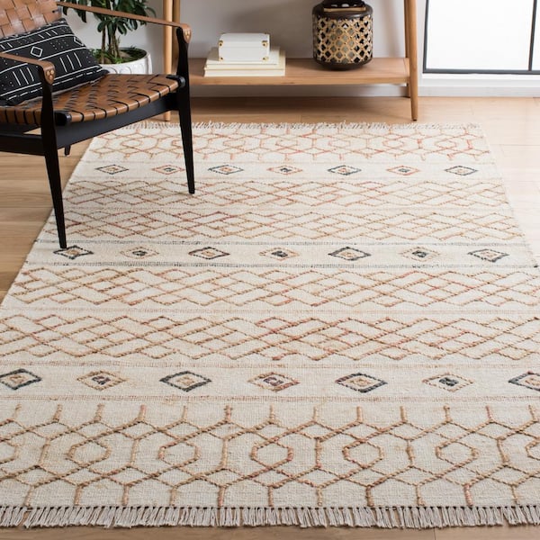 Natural Fiber 6 ft. x 6 ft. Square Natural/Ivory Geometric Woven Area Rug