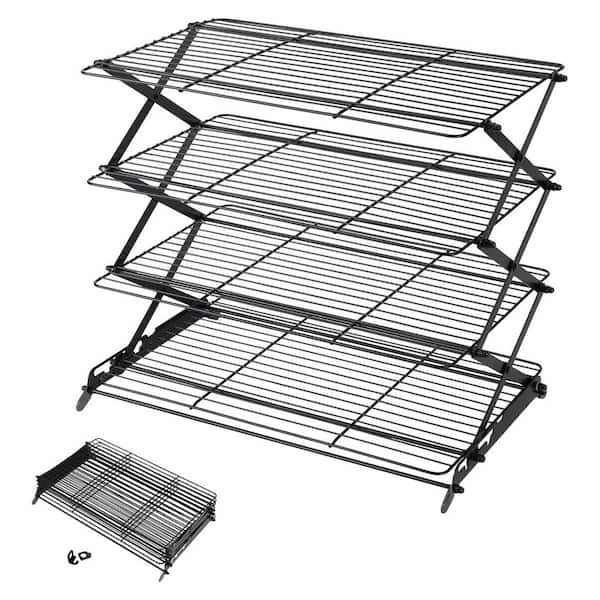 Stainless Steel Collapsible 4-Tier Cooling Rack with Adjustable Design for Baking Cookies Cakes Pies