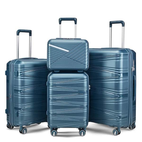OLUMAT 4-Piece Peacock Blue Security and Convenience Luggage Set
