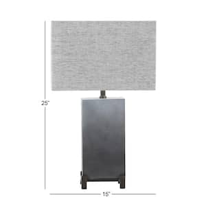 26 in. Gray Polystone Task and Reading Table Lamp with Square Shade