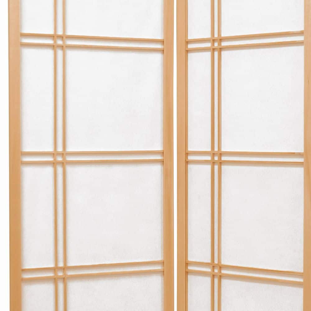 76" Honey Bamboo and Mahogany Folding Room Divider