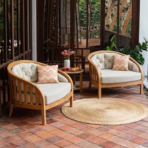 Bernese Teak Outdoor Lounge Chair with Tan Cushion