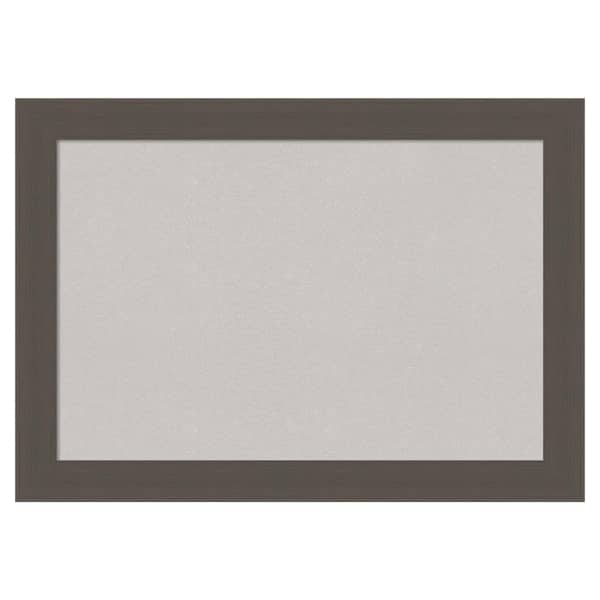 Amanti Art Brushed Pewter Framed Grey Corkboard 28 in. x 20 in Bulletin Board Memo Board