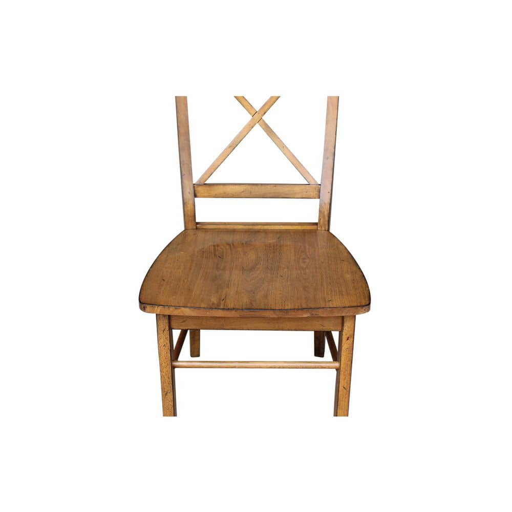 Elegant Pecan Brown Solid Wood Cross-Back Side Chair