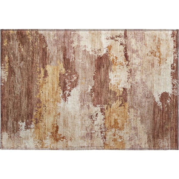 Mayfield Premium Machine Washable Abstract AMF2372 Paprika 2 ft. x 3 ft. Accent Rug