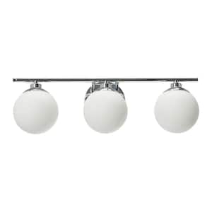 Lorne - 21 in. 3-Light Chrome Vanity Light Metal and Frosted Glass