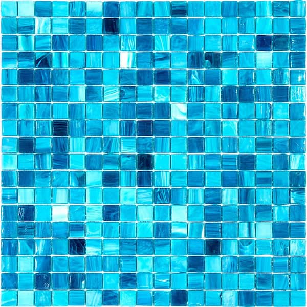 Apollo Tile Skosh 11.6 in. x 11.6 in. Glossy Arctic Blue Glass Mosaic Wall and Floor Tile (18.69 sq. ft./case) (20-pack)